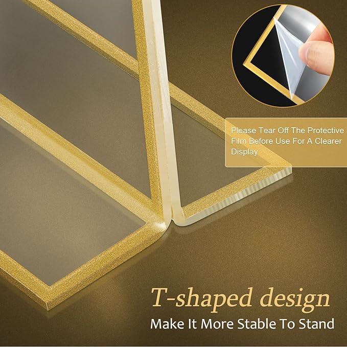 Hoteam 30 Pack 5 x 7 Clear Acrylic Sign Holder with Gold Borders, Gold Picture Frame, Double Sided Wedding Table Number, Acrylic Menu Stands for Wedding Table, Restaurant Sign, Photos