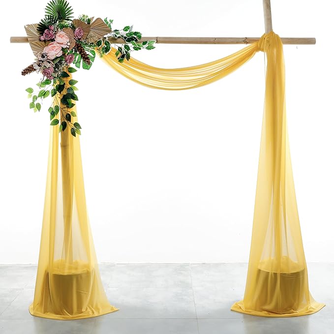 Sheer Chiffon Fabric Panels in Gold, 4 Pack, 30 In x 20 Ft