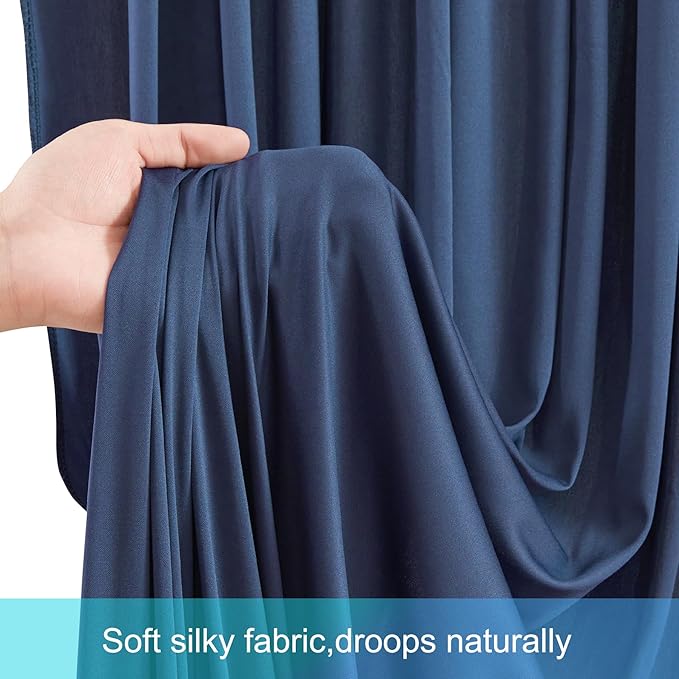 Backdrop Curtain Panels, Navy Blue, Wrinkle Free, 10 Panels