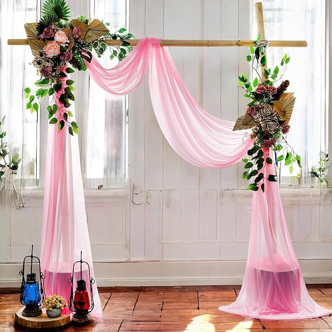 MDS Halloween Chiffon Draping Fabric - 1 Panel, 30" Wide x 20ft Long - Sheer Spooky Arbor & Canopy Drapery for Haunted House Backdrops, Party Ceilings, DIY Costumes & Themed Events - Coral