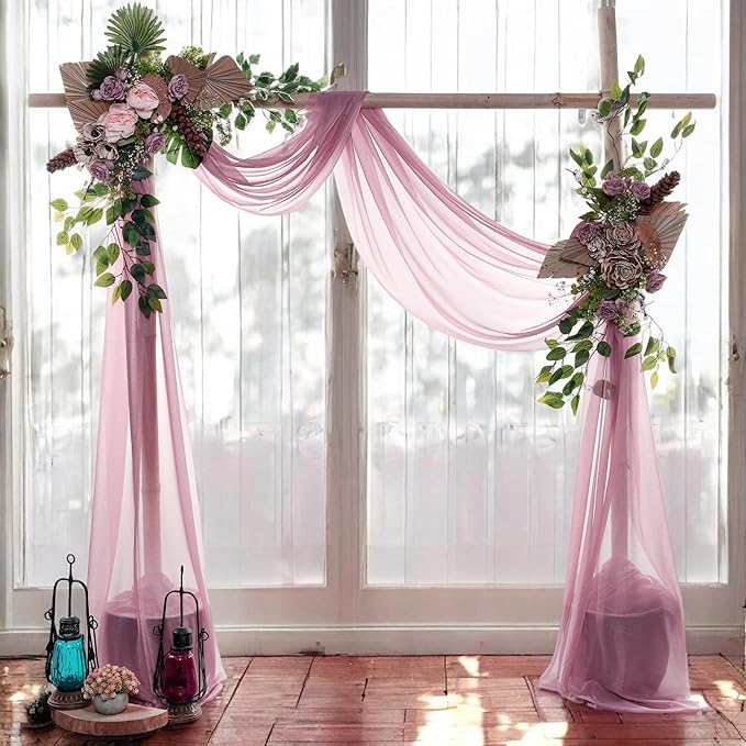 MDS Halloween Chiffon Draping Fabric - 2 Panel, 30" Wide x 20ft Long - Sheer Spooky Arbor & Canopy Drapery for Haunted House Backdrops, Party Ceilings, DIY Costumes & Themed Events - Mauva
