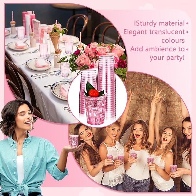 Cups 100 Count Pink Disposable Plastic Party Cups 10 Oz