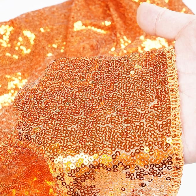 Poise3EHome 4Pcs 2Ft x 8Ft Orange Sequin Backdrop Curtains, Glitter Photography Background, Sequence Xmas Thanksgiving Backdrop (Orange, 4 pcs-2ftx8ft)