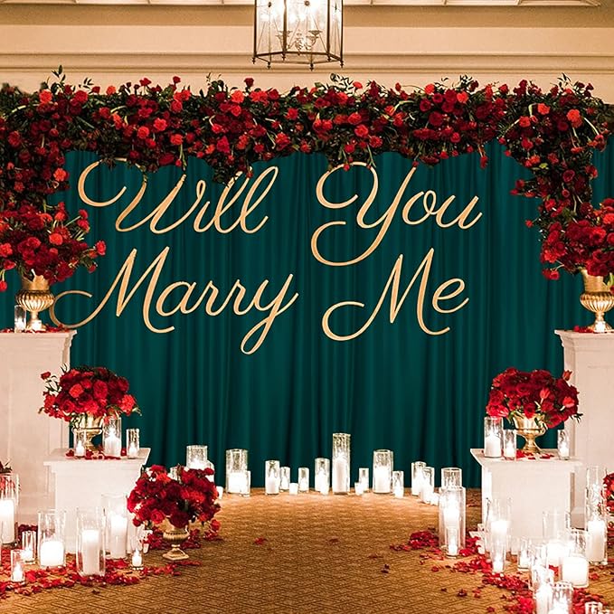 MYSKY HOME 10ft x 10ft Curtains Hunter Green Backdrop Curtains for Parties Wedding Stage Curtains Rod Pocket Sliding Drapes Backdrop Curtain for Baby Showers, Birthday, 5ft x 10ft, 2 Panels