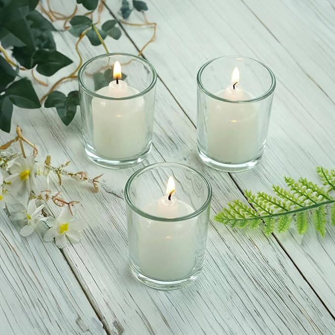 WGV Tea Light Votive Candle Holder 2.2x2.75, Clear Tiny Utility Cylinder Glass Vase, Small Planter Terrarium for Home Accent Decor, 6 Pieces