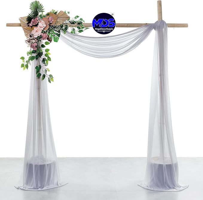 MDS Halloween Chiffon Draping Fabric - 1 Panel, 30" Wide x 20ft Long - Sheer Spooky Arbor & Canopy Drapery for Haunted House Backdrops, Party Ceilings, DIY Costumes & Themed Events - Cool Gray
