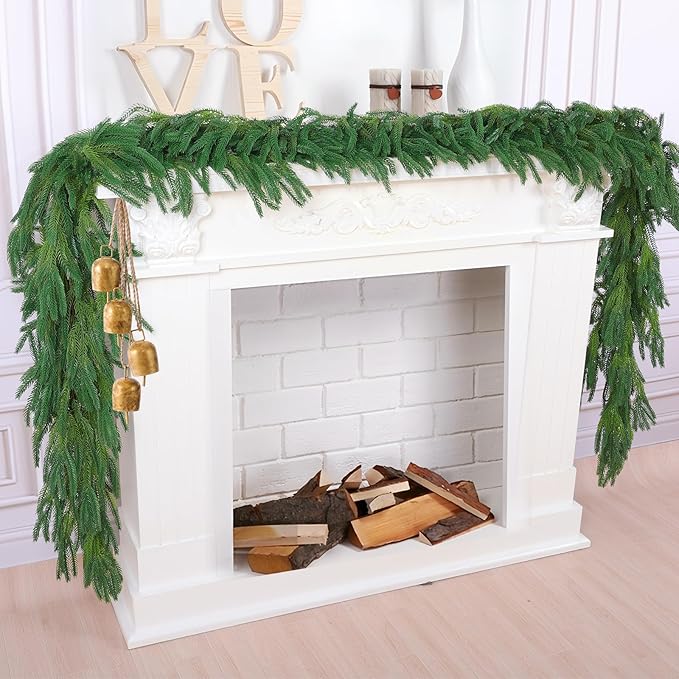 Norfolk Pine Garlands 2-Pack, 9 Ft Each, Green Soft Plastic Holiday Decor