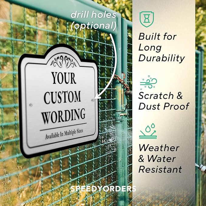 Custom Decorative Outdoor Metal Sign - Personalized Aluminum, Driveway Sign - Waterproof, Made in USA - Metallic Silver, 42x28 In
