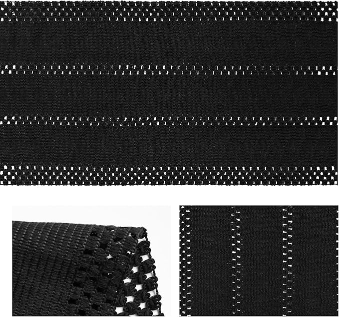 Artoid Mode Black Farmhouse Woven Rustic Hollow Table Runner, Seasonal Holiday Hollow Kitchen Dining Table Decoration for Home Party Decor 12x90 Inch