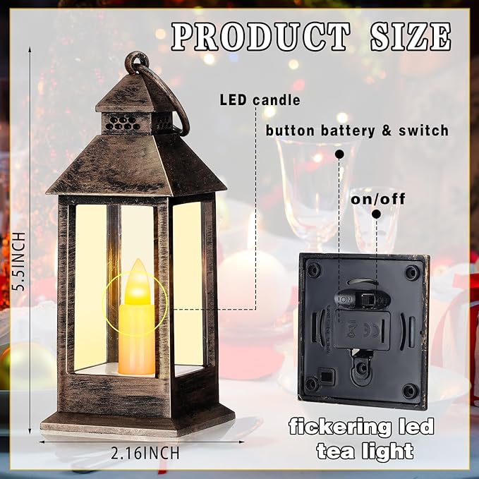 Decorative Candle Lanterns 24 Pack, Battery LED Rustic Plastic Mini