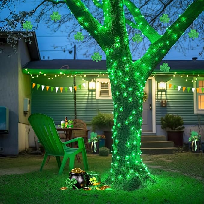 String Lights, 168 Ft Green 600 LED Set with Remote and Timer