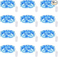 Lakumu 12 Pack Fairy Lights Battery Operated -7FT 20LED String Lights Silver Wire Firefly Starry Lights for DIY Christmas Decorations Mason Jar Wedding Party Centerpiece Table Decor, Blue