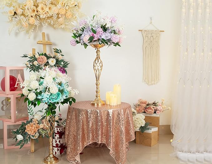 Vases: Set of 10 Gold Metal Wedding Centerpieces, 23.23 Inches Tall
