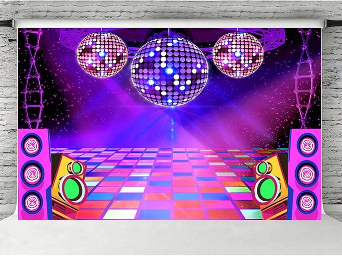 Dance Party Backdrop Retro 80s 90s Theme Stage Dance Ball Music Birthday Party Decoration DJ Photography Background 15 x 10 ft for Baby Shower Picture Photo Shoot Polyester Fabric, Red