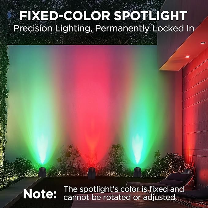 Solar Spotlights Set of 2, Red and Green Adjustable Outdoor Lights