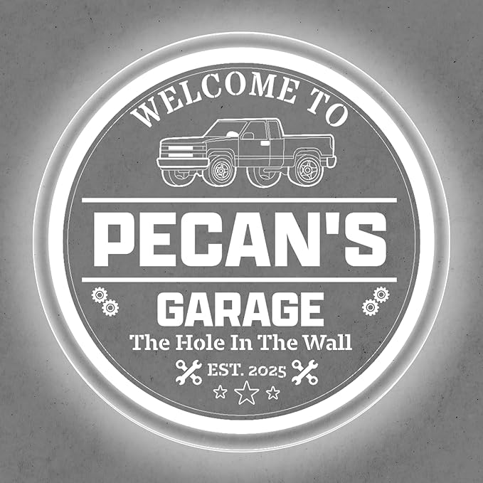 Custom Pickup Truck LED Sign – Personalized Color Changing Acrylic Wall Decor for Garage, Shop, or Man Cave (Garage 2, 16 INCHES)