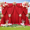 Red Backdrop Curtains, Wrinkle-Free Soft Fabric, Set of 10 Panels