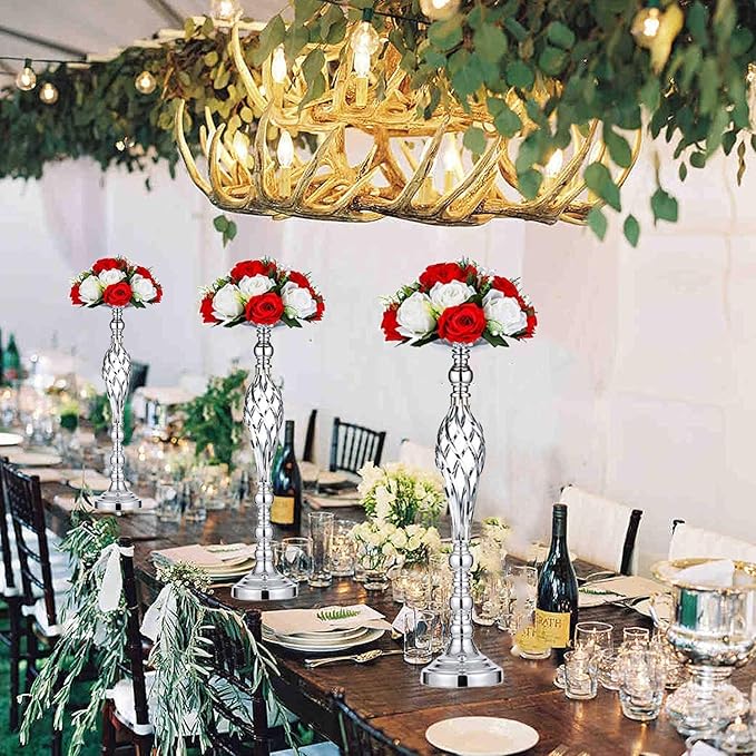 Candlestick Holders 10 Pack 23.2-Inch Metal Floral Centerpiece Stands