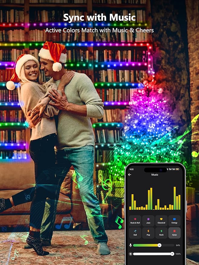 Indoor String Lights, 200 LED Fairy Lights, 16 Million Colors, 66 Feet