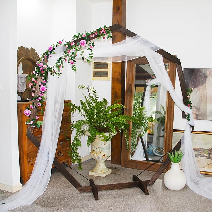 Garden Arbor 7 FT Heptagon Wood Wedding Arch, Easy Setup