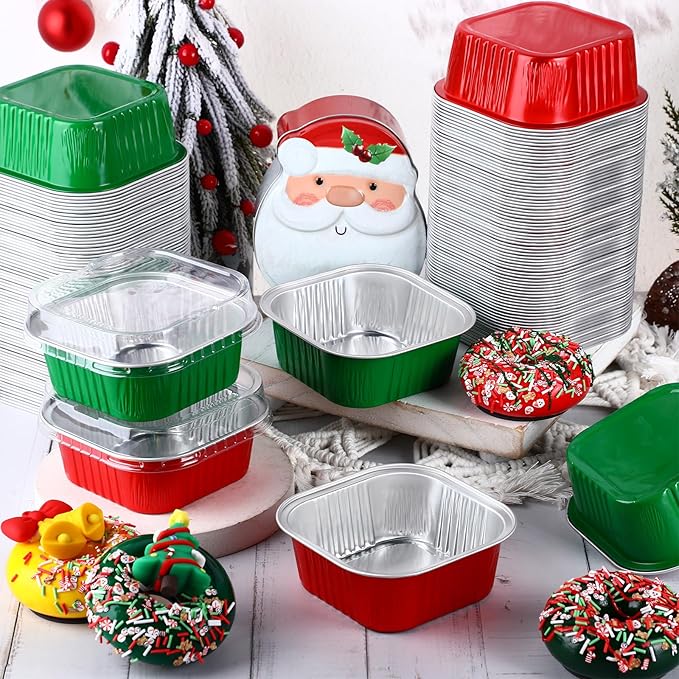 Baking Cups, 150 Pack, 10 oz Aluminum Foil with Clear Lids