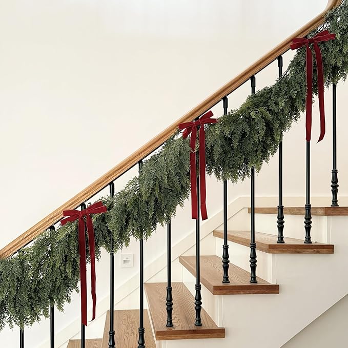 Garland 9 Ft Green Artificial Cedar, Realistic PE Christmas Decor