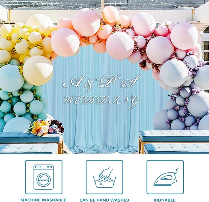 MEETSKY Baby Blue Backdrop Curtain for Baby Shower Parties Light Blue Photo Curtains Backdrop Drapes Fabric Decoration for Boys Teens Men Birthday Party Photography 5ft x 7ft,2 Panels