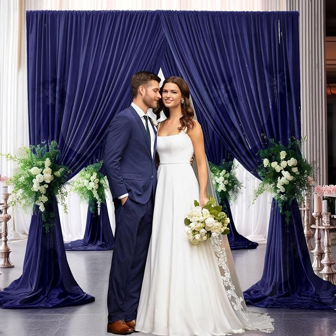 10 x 7 Feet Royal Blue Backdrop Curtain for Partie, Background Curtains for Photoshoot, Birthday, Wedding, Halloween, Thanksgiving, Christmas Day, New Year Party Decorations 5Ft x 7Ft, 2 Panels