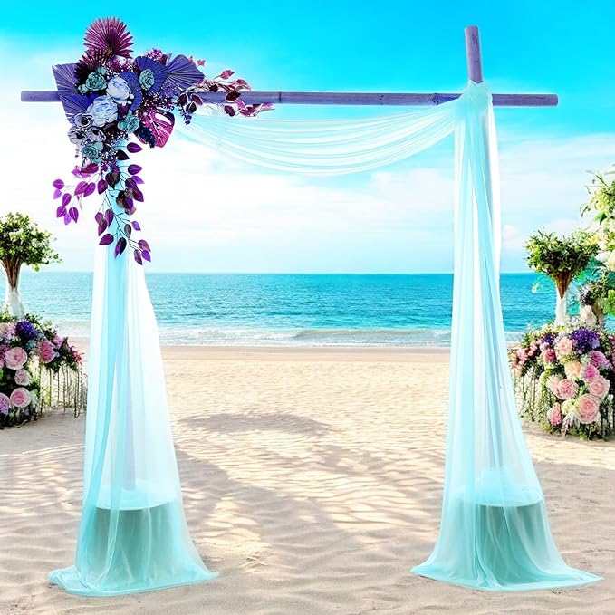MDS Halloween Chiffon Draping Fabric - 1 Panel, 30" Wide x 100ft Long - Sheer Spooky Arbor & Canopy Drapery for Haunted House Backdrops, Party Ceilings, DIY Costumes & Themed Events - Teal
