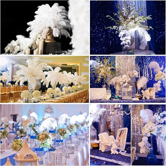 THARAHT Black Ostrich Feathers 12pcs Large Natural Bulk 12-14Inch 30cm-35cm for Wedding Party Centerpieces Halloween and Home Decoration Feathers