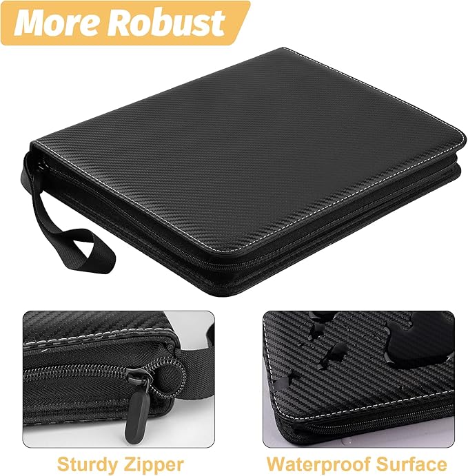 Trading Card Binder, 900 Pockets Card Binder, 9-Poccket Sided Pocket Sports Card Binder, Premium Card Binders Compatible with MTG, TCG, Baseball Cards(Carbon Black)