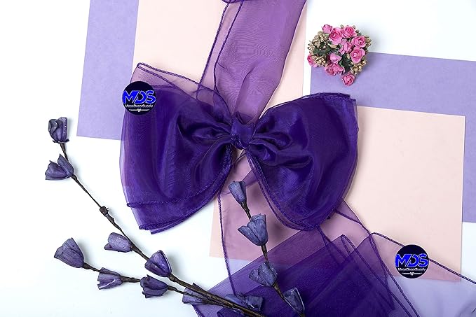 MDS Pack of 250 PCS Organza Chair Sashes Wider Dining Chair Bows Ribbon Tie Back for Wedding Party Birthday Bridal Shower Reception Event Banquet Home Chair Cover Decoration - Purple