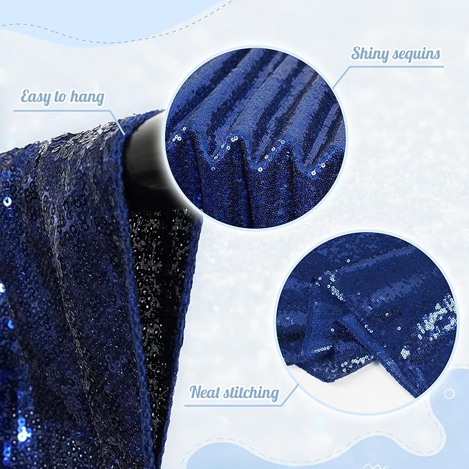Backdrop Navy Blue Sequin, 6Ft x 8Ft Photo Background