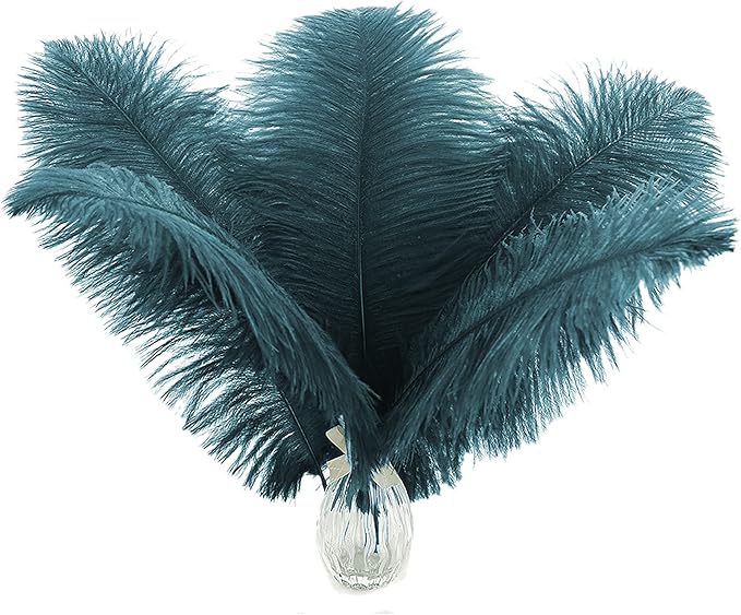 Ballinger Teal Ostrich Feathers Bulk - 24Pcs 8-10inch Feathers for Party Centerpieces,DIY Crafts and Home Decor