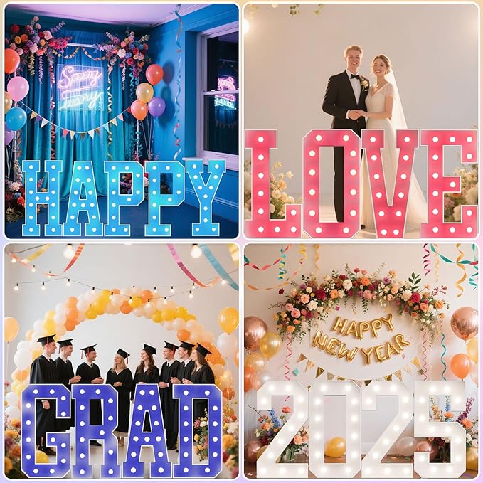 Party Decorations: 4 ft Light Up Marquee Letters with Remote Control