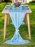 MDS Halloween Chiffon Table Runner - 20 Pack, 29 x 170 Inches, 14ft Each - Sheer Spooky Table Runners for Haunted House Parties, Trick-or-Treat Tables, Witchy Décor, Wedding & Events - Turquoise