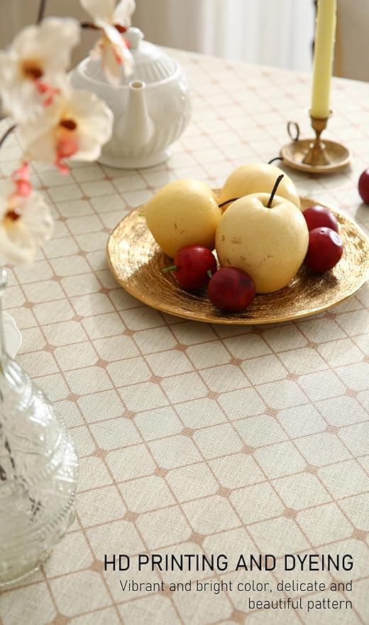 Tablecloth, Rectangular Floral 55 x 87 Inch, Linen-Polyester Blend