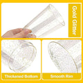 Disposable Cups, 12 oz Gold Glitter Plastic Party Tableware