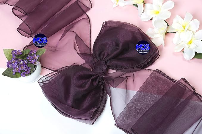 MDS Pack of 300 PCS Organza Chair Sashes Wider Dining Chair Bows Ribbon Tie Back for Wedding Party Birthday Bridal Shower Reception Event Banquet Home Chair Cover Decoration - Plum