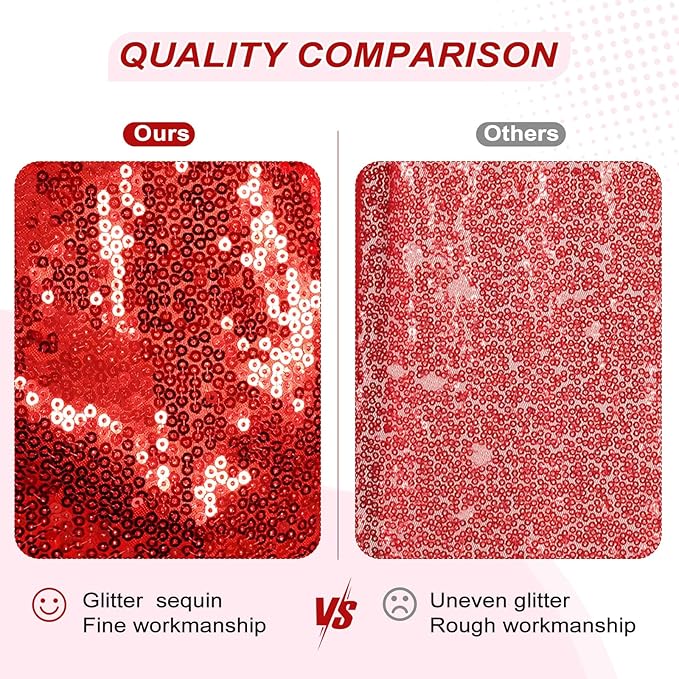 Backdrop Curtain, Dark Red Sequin, 6 x 6 Ft for Weddings