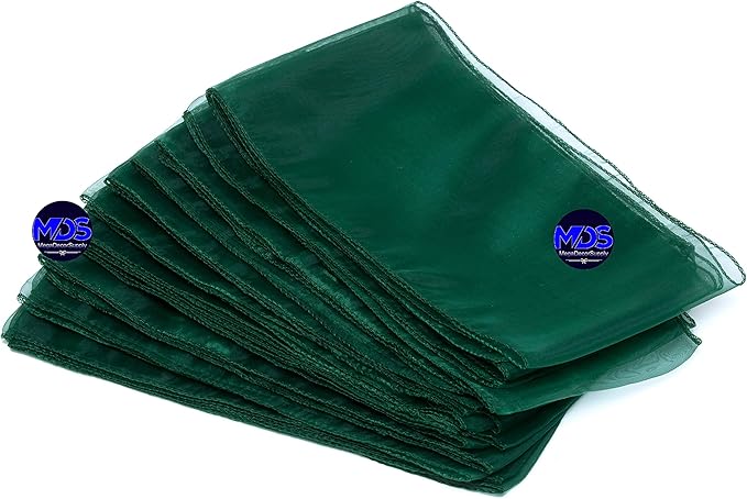 MDS Pack of 250 PCS Organza Chair Sashes Wider Dining Chair Bows Ribbon Tie Back for Wedding Party Birthday Bridal Shower Reception Event Banquet Home Chair Cover Decoration - Hunter Green