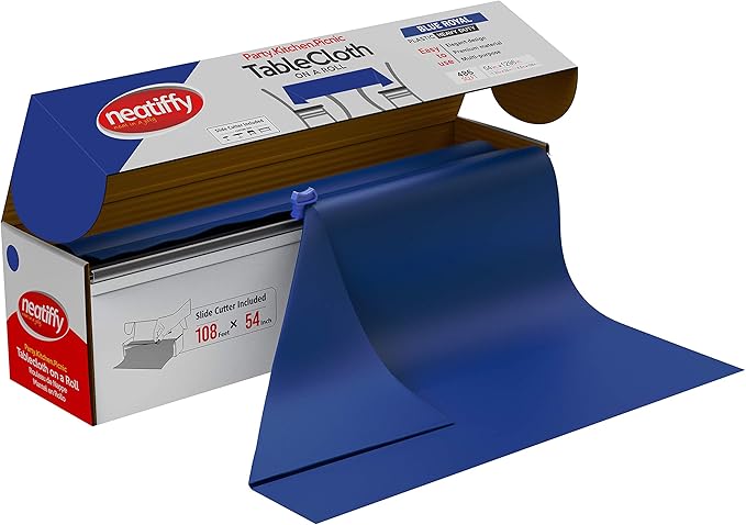 Tablecovers Royal Blue Disposable Plastic Roll with Slide Cutter