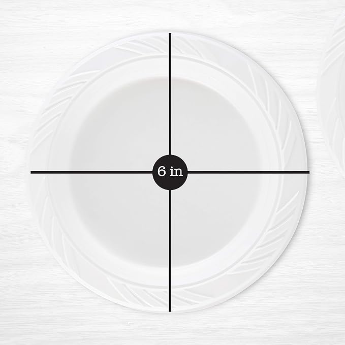 Disposable Plastic Plates, 6 Inch White, Pack of 400