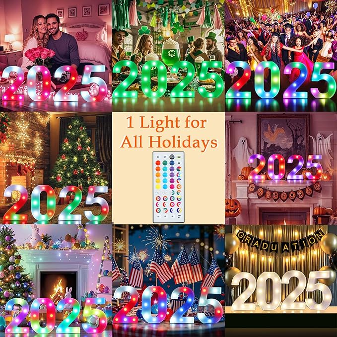 Pooqla 13th Birthday Decorations for Girls Boys, 35 Colors LED Light Up Numbers with Remote, Multicolor Marquee Numbers 13 Sign for Party Wedding Anniversary Decor 13th Birthday Gift, Number 13