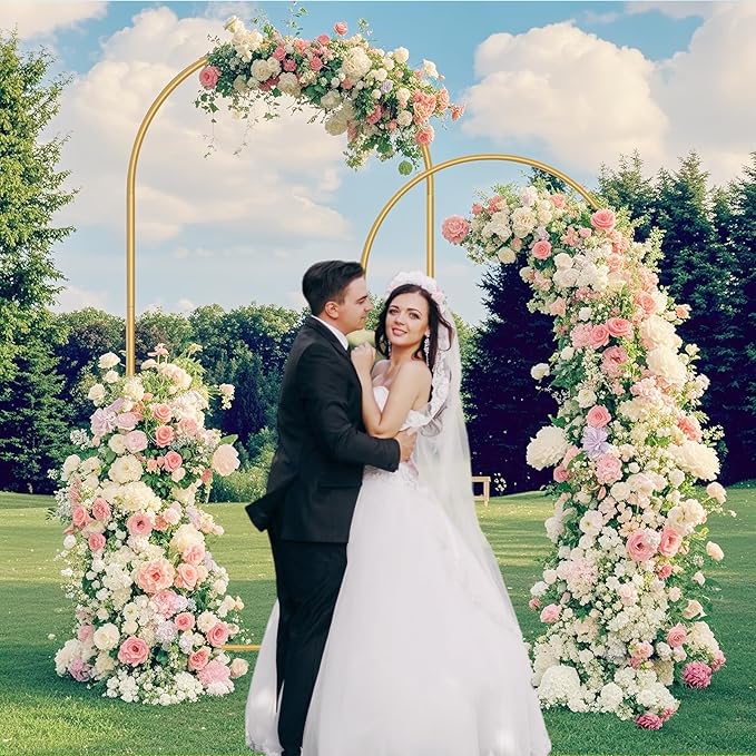 Background Support Stand Set, Gold Metal Arch, 6FT and 7.2FT
