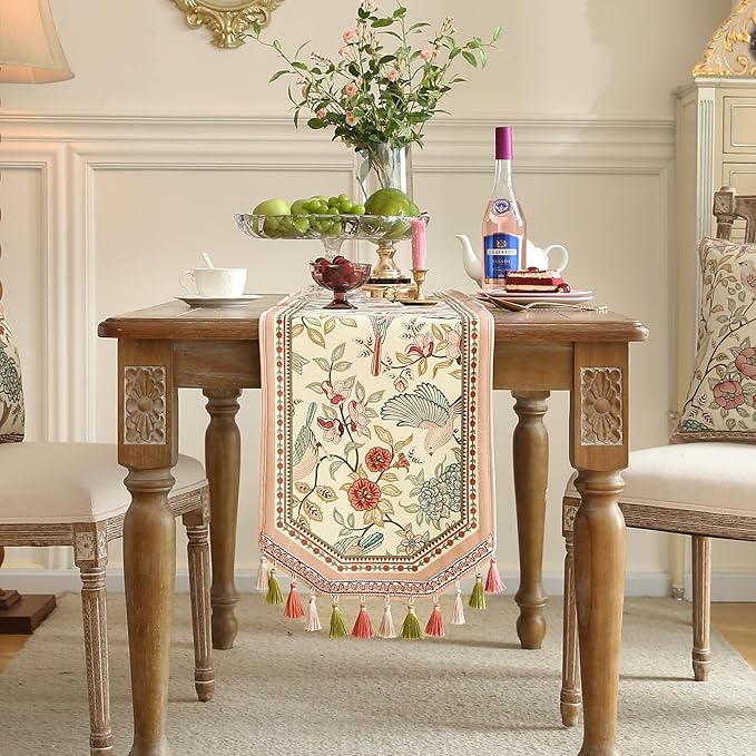 patdrea Velvet French Table Runner Farmhouse for Home Kitchen Dining Decor Parties Family Dinners Wedding 12"*87"