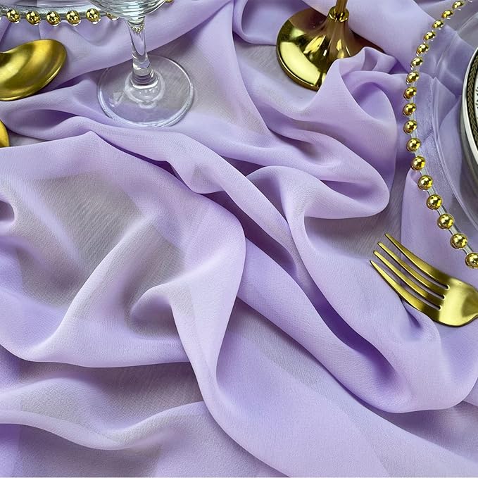 EHLDekol 13ft Lavender Chiffon Table Runner, 29x156 Inches Romantic and Rustic Boho Wedding Runner, Sheer Bridal Party Decorations