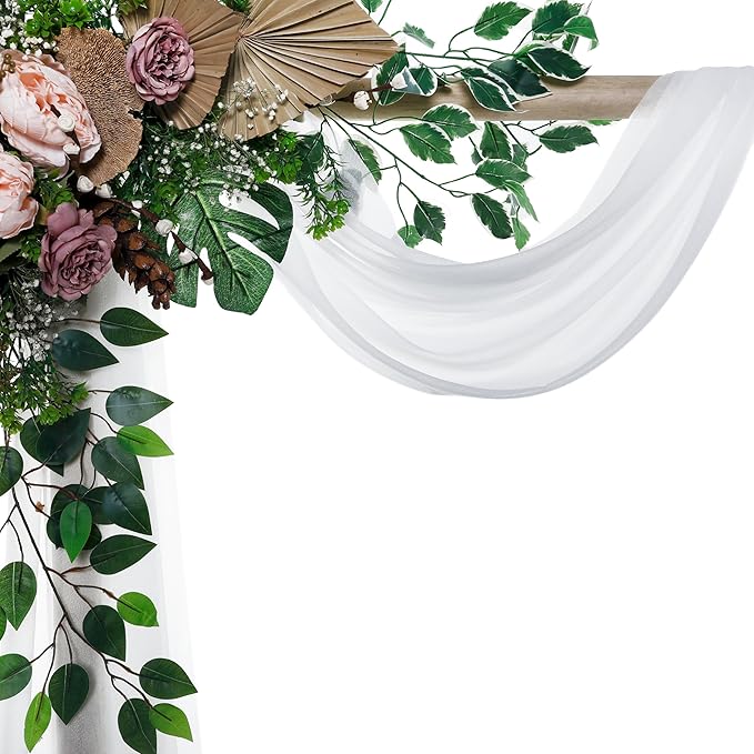 Fabric, 30 Inch x 40 Ft White Sheer Chiffon for Wedding Arches