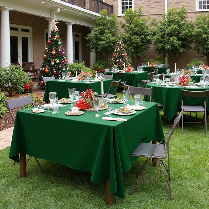 sancua Square Tablecloths 70x70 Inch Hunter Green, 2 Pack - Fabric Table Cloth for Square or Round Tables, Washable Polyester Table Cover for Christmas Dinner, Holiday Party, Display Tables