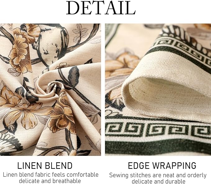 Rectangular Linen Blend Tablecloth, 63 x 102 Inch, Floral Print